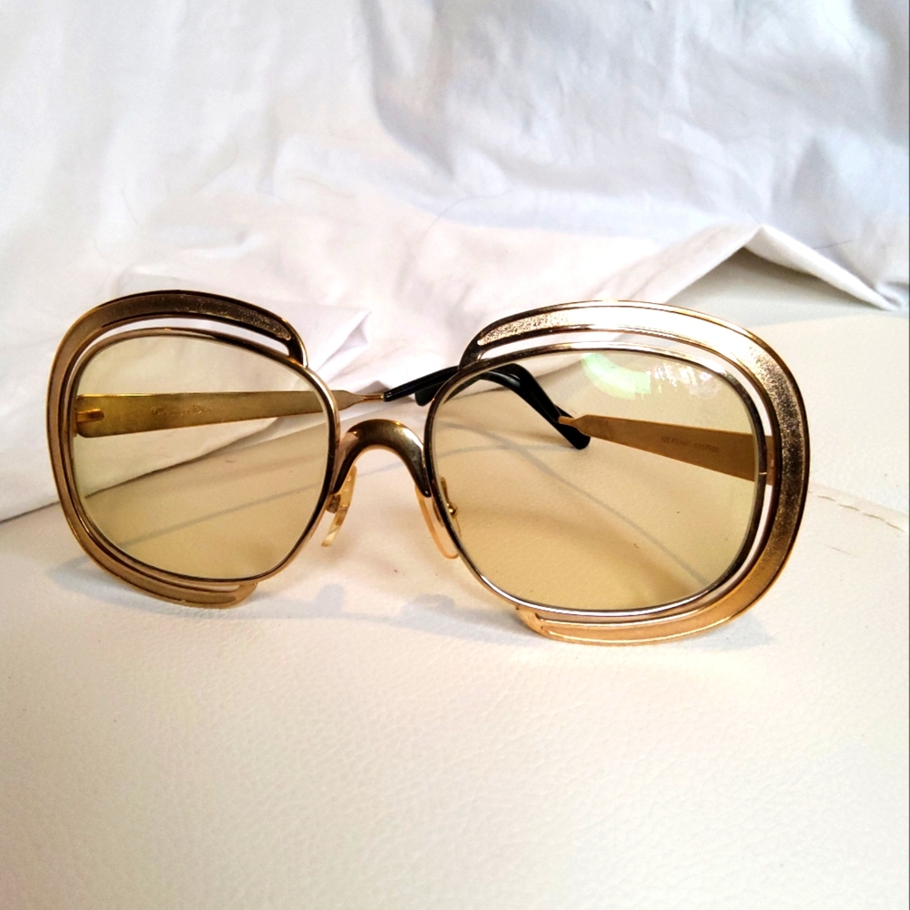 Vintage Ultra Rare Christian Dior Gold Sunglasses Made in Austria 1970's